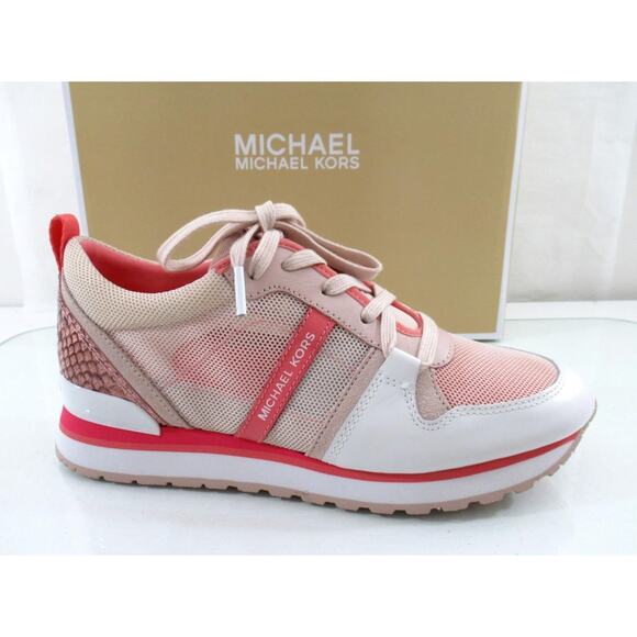 Michael Kors Dash Trainer Lace Up Sneakers Small Net Mesh Soft Pink Multi - Picture 1 of 8
